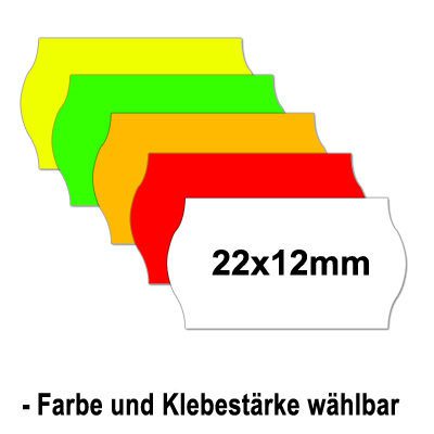 22x12mm Etiketten EU-Import alle Farben alle Klebestärken