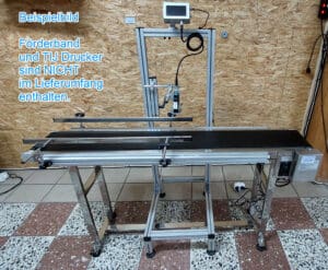 Aluständer mit montiertem TIJ Drucker und Förderband